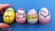 Eggs Opening 4 Chocolate Surprise Eggs Spongebob Hello Kitty Peppa Pig and Frozen Toys