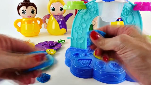 Disney Princess Tea Party with Play Doh Mermaid Ariel Snow White Rapunzel Belle Playdough