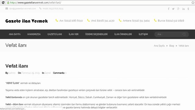 Vefat ilanı Vermek - gazeteilanvermek.com