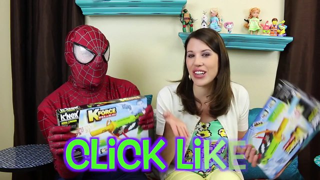 NERF vs KNex K Force Build & Blast Mini Cross Bow Air Gun Shooting + Spiderman & DisneyCa