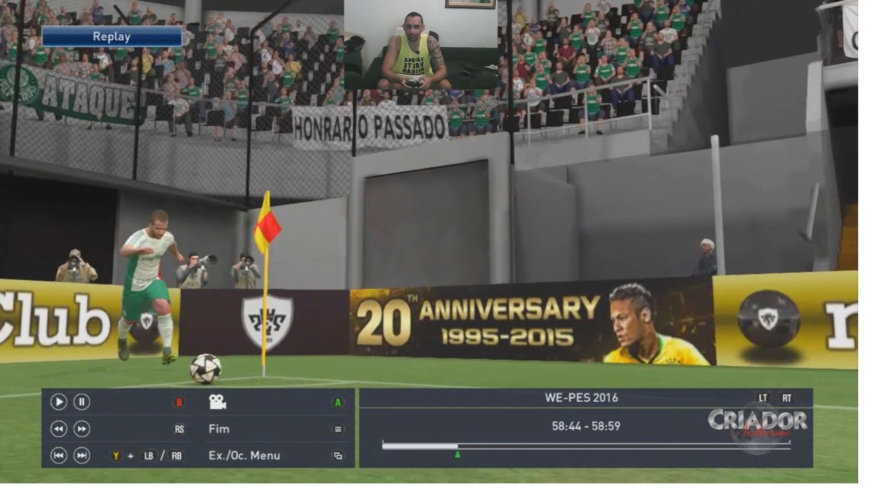 Gol mais difícil do PES 2016 - Gol Olímpico com narrativa Criador Noturno.