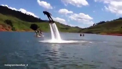 David Luiz takes a dive on a weekend with a water jetpack!