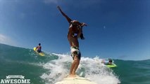 Incredible tandem surfing tricks! (People are Awesome)