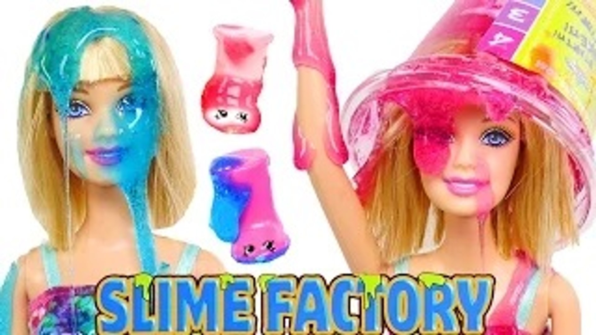 SLIME Barbie and Shopkins Factory --- Glitter Ooze on Barbie Dolls  Experiment - video Dailymotion