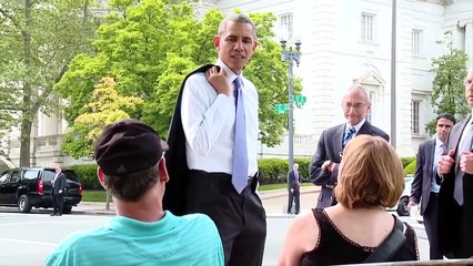 President Obama give a look suddenly
