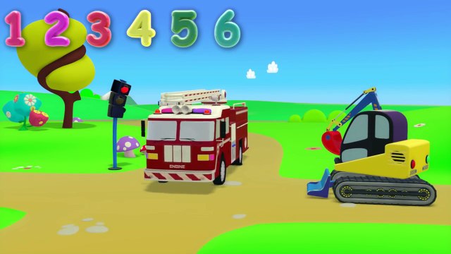 Мультфильмы 3D: Считаем пожарные машины. Счет до 10. Развивающие мультики Зим Зум
