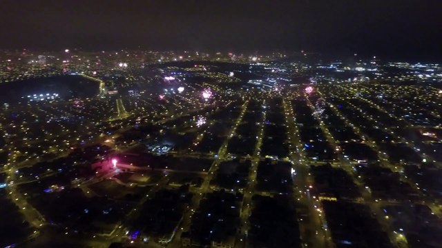 Drone flying over NYE Fireworks in Lima, Peru - Impressive Footage!