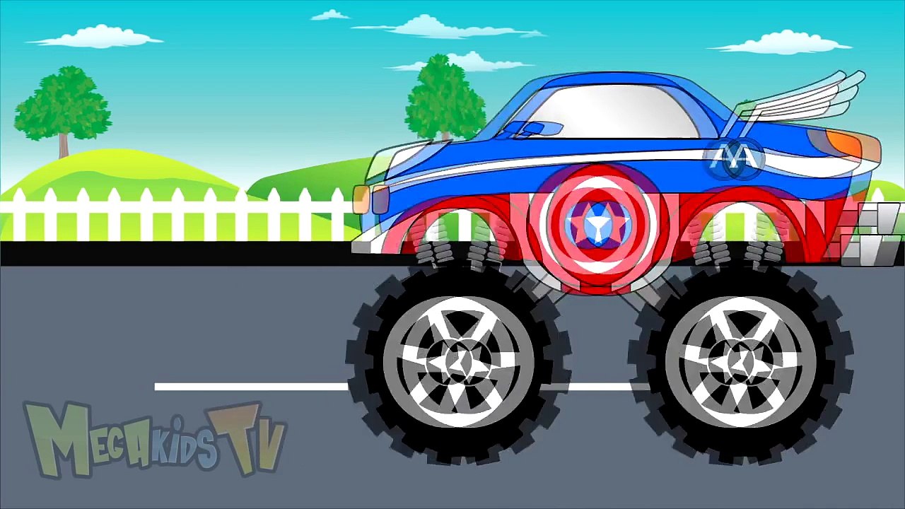 Captain America Truck - Monster Trucks For Chlidren - Mega Kids Tv