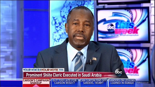 Ben Carson Says United States 'Promoted' Saudi Execution of Shiite Cleric