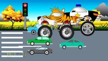 Cat Truck Vs Police Truck - Monster Trucks For Kids - Mega Kids Tv