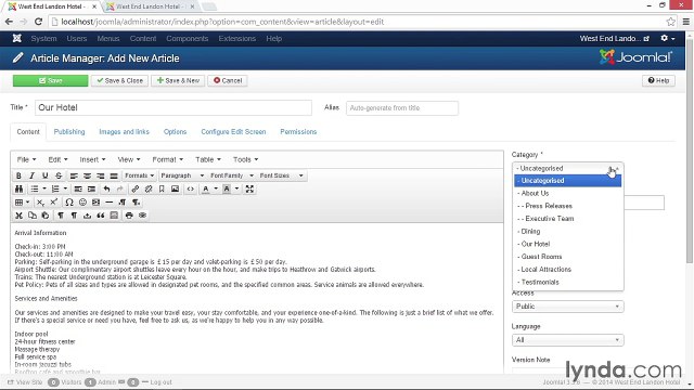 016 Adding formatting options in TinyMCE and formatting an article - Working with Joomla! 3.3