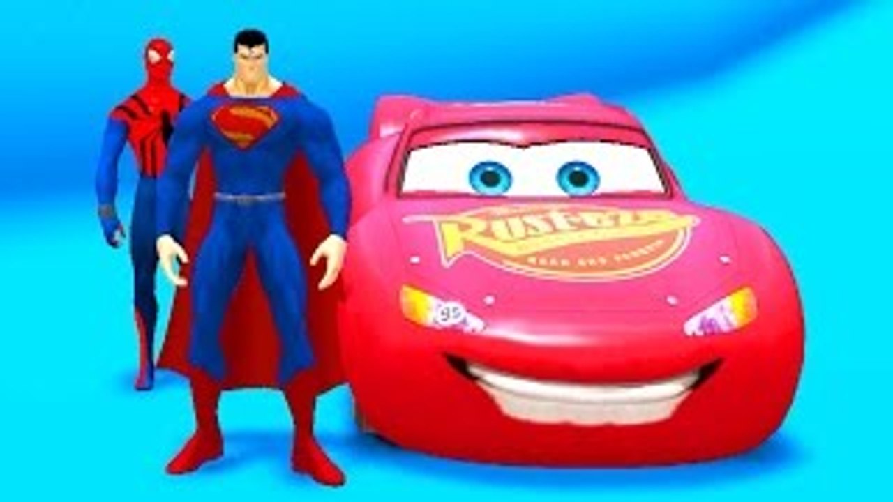 Nursery Rhymes for Children w/ Superman & Spiderman + Lightning McQueen Disney Cars