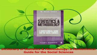 Read  Dictionary of Statistics  Methodology A Nontechnical Guide for the Social Sciences PDF Online