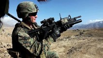 US Marines Flood a Hill With Massive Amount of Grenade Launcher Rounds M203 Mounted on M4