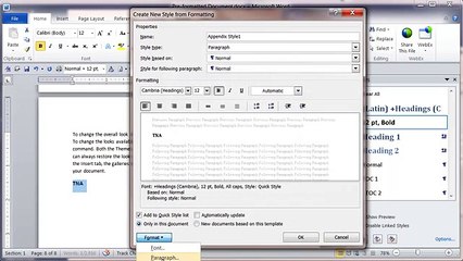 Word 2010 - How to create a style for an appendix