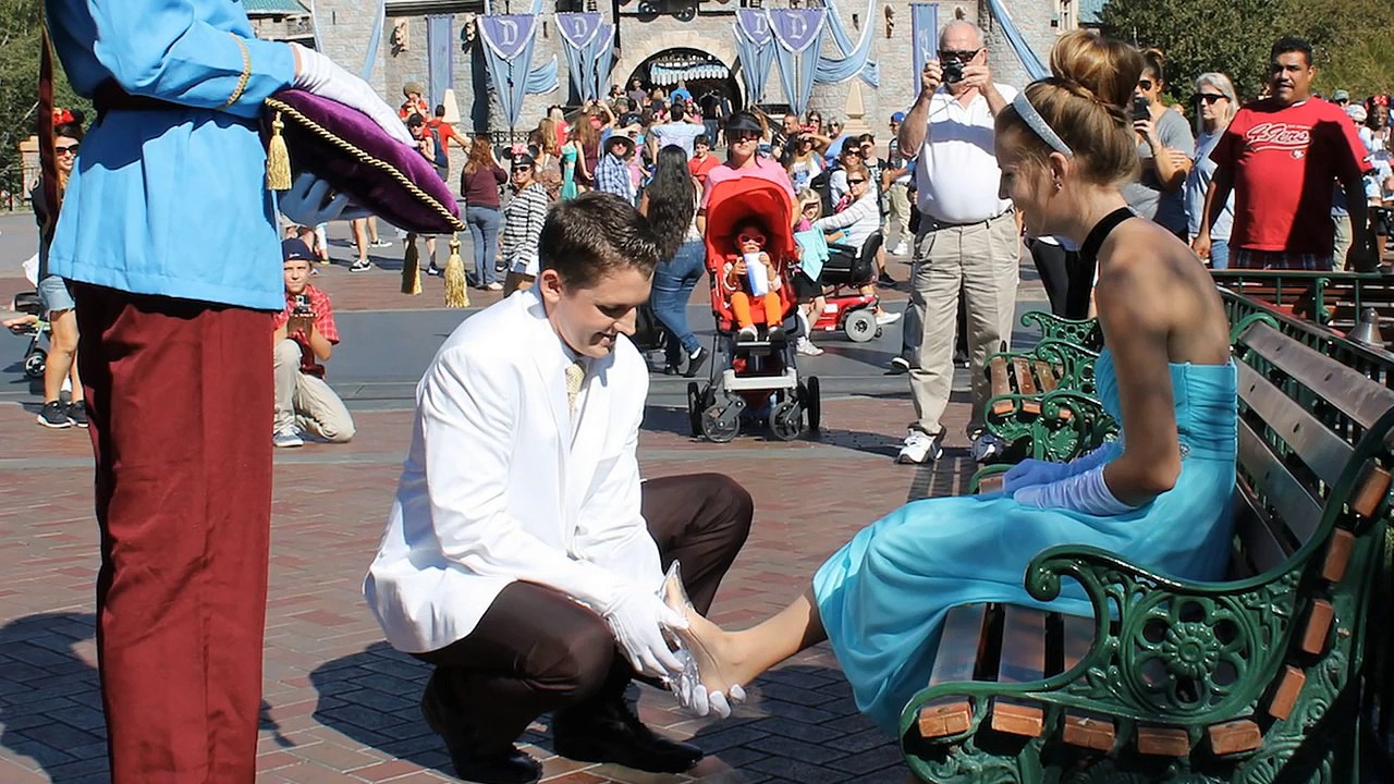 Cinderella (Film) Disneyland Proposal with "REAL" Glass Slipper Disneyland (Amusement Park)