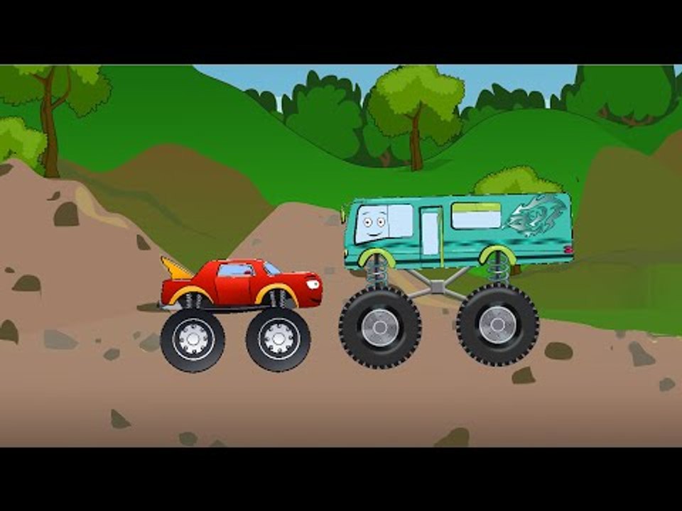 ✔ Monster Trucks with friend in the Car Wash. Adventures in the "City of Cars". Cartoons for Kids.