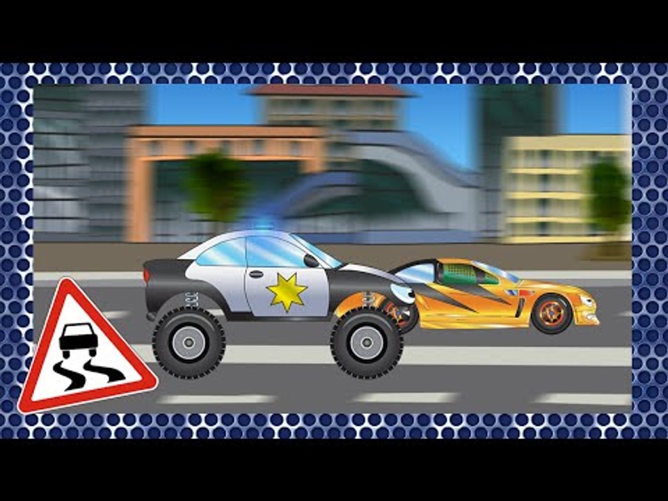 ✔ Police Car with Monster Truck Racing. Cars Cartoons Compilation for kids / Emergency Vehicles ✔