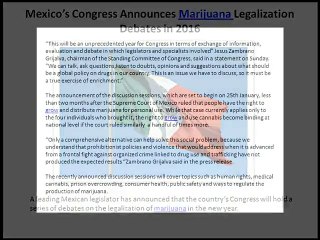 Mexico’s Congress Announces Marijuana Legalization Debates in 2016