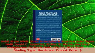 PDF Download  Solid State NMR Basic Principles  Practice Solid State NMR David C Apperley Robin K PDF Online