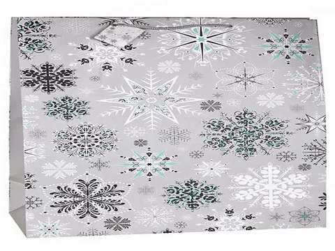 Роскошный и недорогой подарок на день рождения - Пакет подарочный новогодний Ледяные кристаллики в г. Тольятти