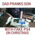 Dad pranks with his son on christmas