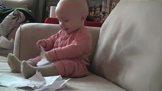 Baby Laughing Hysterically at Ripping Paper
