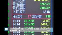 Chinese stock markets close early after shares fall 7%