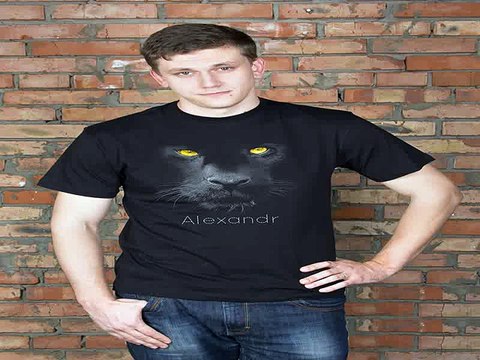 Роскошный и недорогой подарок на день рождения - Футболка мужская с вашим текстом Black cat в г. Красноярск