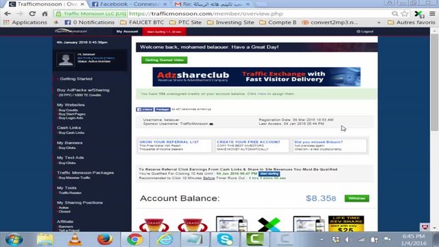 اثبات الدفع الخامس و على المباشر من موقع trafficmonsoon