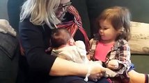 Little kids meet their newborn siblings for the first time