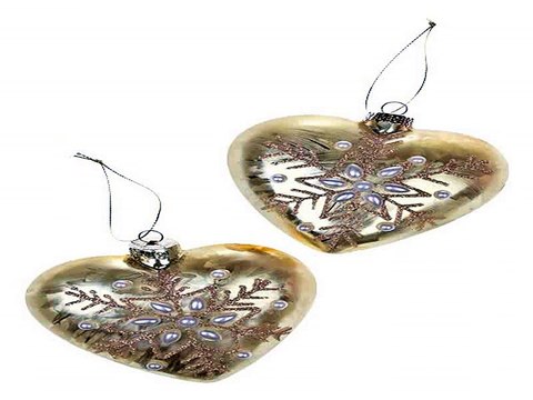 Стильный подарок на день рождения - Набор шаров елочных Сердце с жемчужинами в г. Владивосток