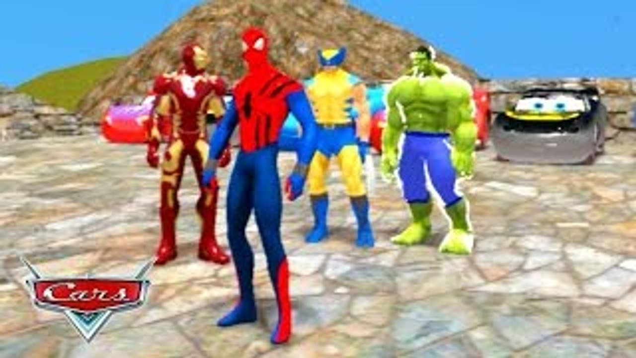 [The Avengers] IRON MAN & HULK & SPIDERMAN & Xmen Wolverine Playtime w/ McQueen CARS
