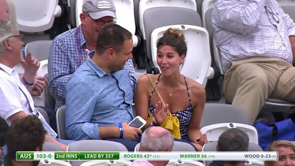 Cricket fan falls off chair at Lord's