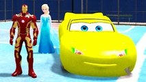 YELLOW Lightning McQueen CARS & Iron Man w/ Frozen Superheroes Parody for Children