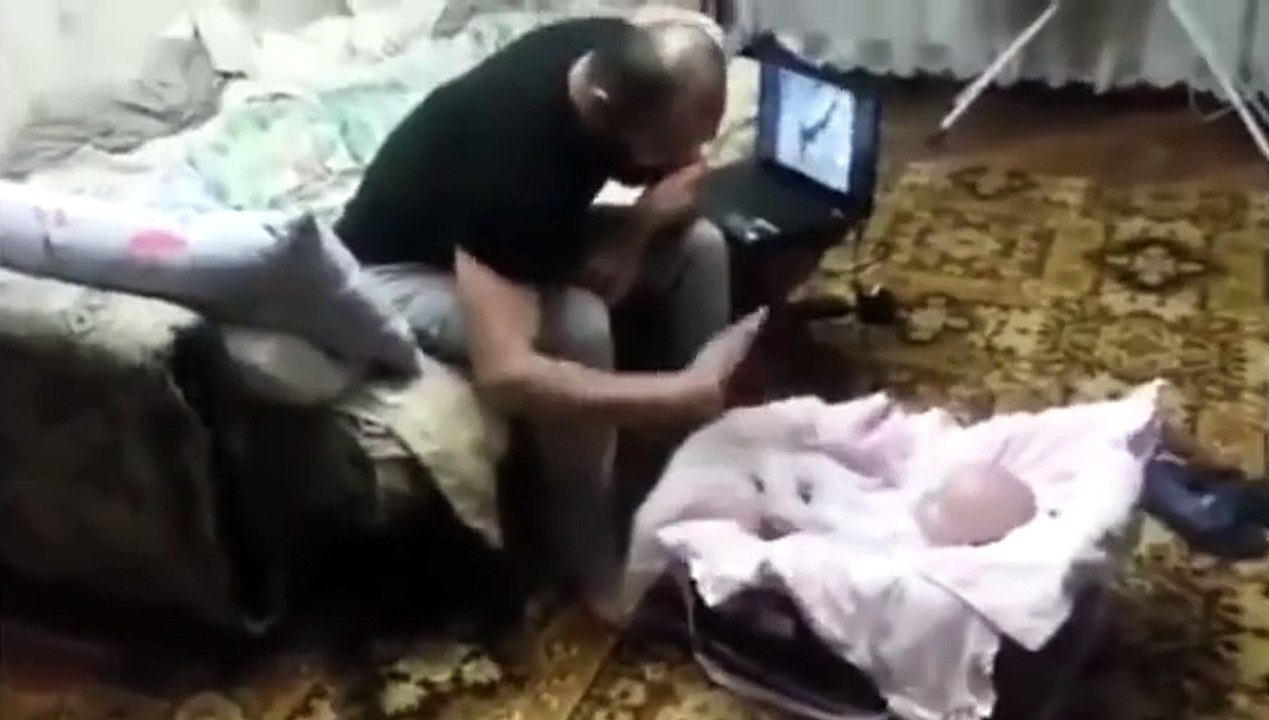 cat save baby from evil dad