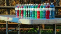 Katana Vs Plastic Water Bottles - Slow Motion