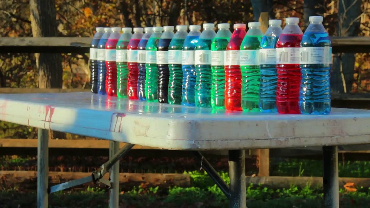 Katana Vs Plastic Water Bottles - Slow Motion