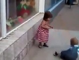 little two child doing fun together