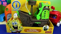 Imaginext Spongebob Squarepants Flying Dutchman Ship with Disney Pixar cars Lightning McQu