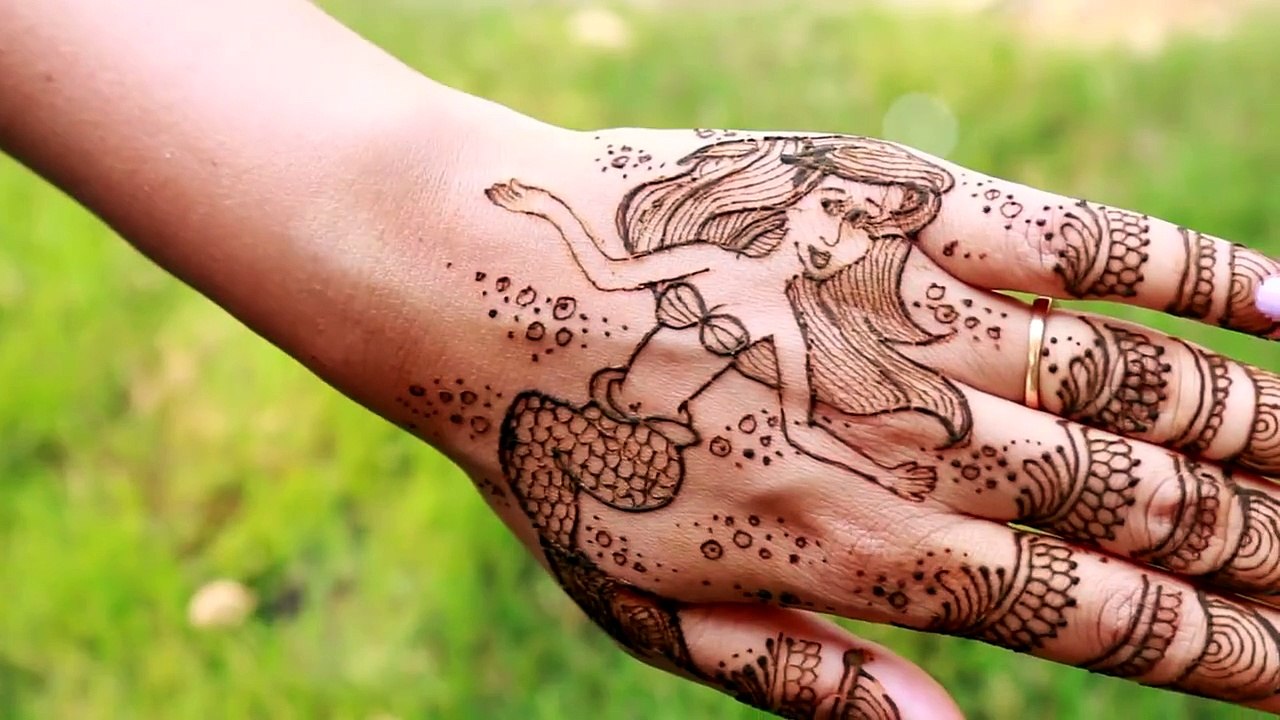 Walt Disney Princesses Ariel the Little Mermaid Inspired Step By Step Mehendi/Henna tutori