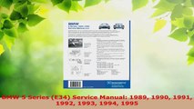 Read  BMW 5 Series E34 Service Manual 1989 1990 1991 1992 1993 1994 1995 Ebook Free