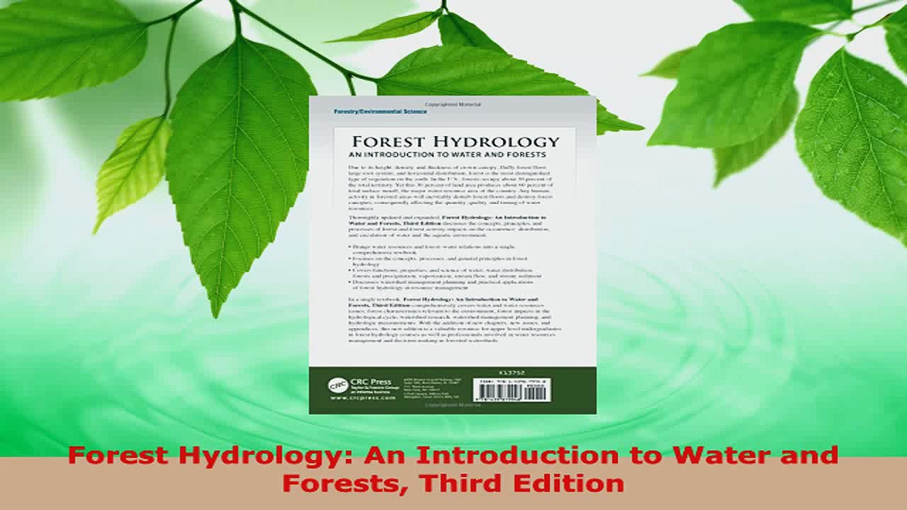 PDF Download  Forest Hydrology An Introduction to Water and Forests Third Edition Download Online