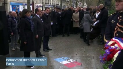 Hollande rend hommage aux victimes des attentats de janvier 2015