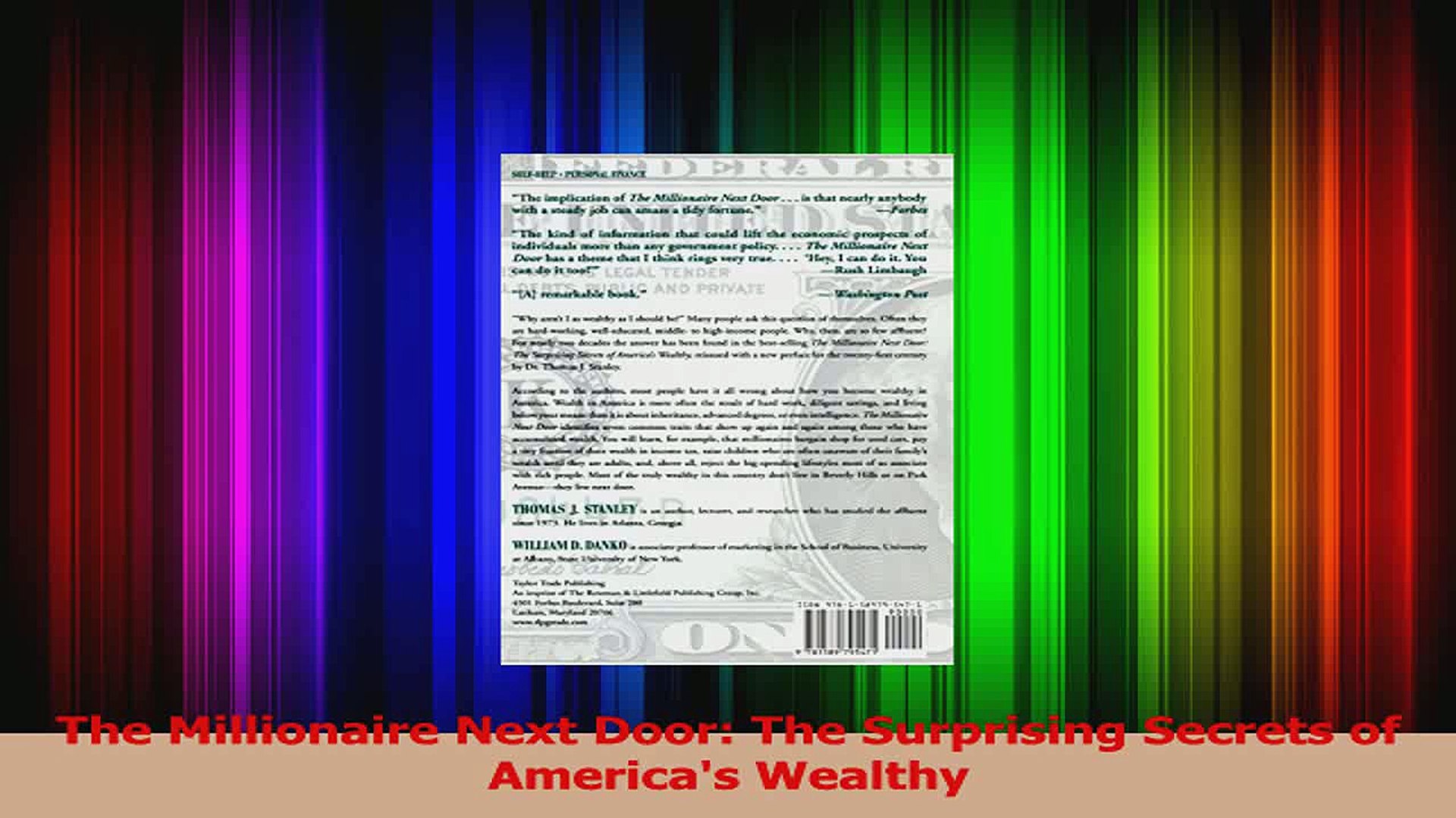 Pdf Download The Millionaire Next Door The Surprising Secrets Of