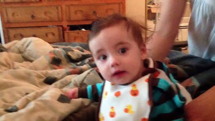 7 month old baby son speaks for the first time!