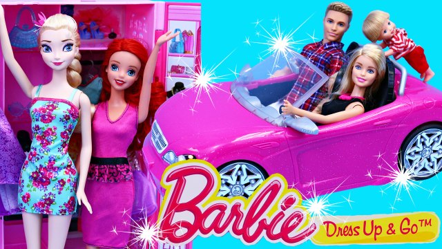 Giant BARBIE Dress Up & Go Play Set Closet & Car ❤ Barbie Ken, Frozen Elsa, Little Mermaid Ariel