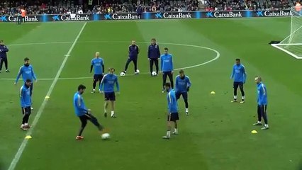 El espectacular rondo de tiki-taka en el último entrenamiento del Barcelona