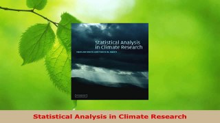 Read  Statistical Analysis in Climate Research Ebook Free