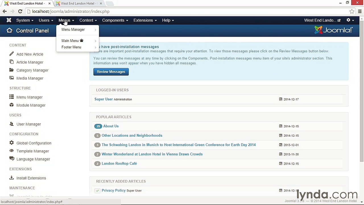 043 Creating menu aliases - Working with Joomla! 3.3